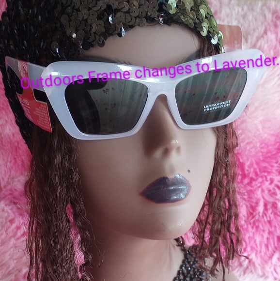 Cat Eyes Sunglasses. White ONLY. Green is for show - Picture 2 of 9